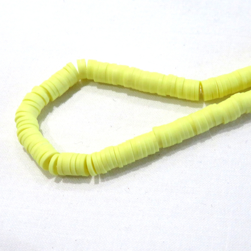 Fil 350 perles heishi polymère jaune 6 mm