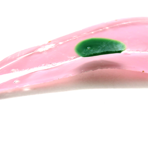 Cabochon en verre dépoli rose et vert