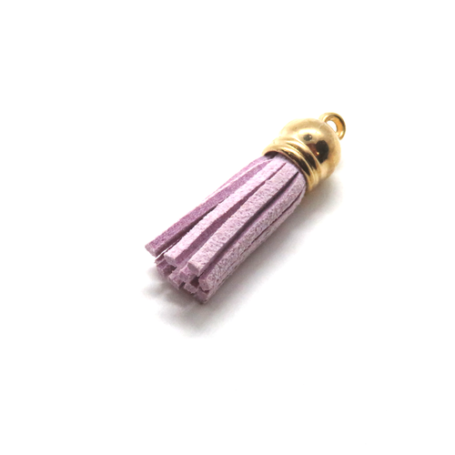 Pompon / gland suédine coupole dorée mauve