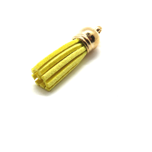 Pompon / gland suédine coupole dorée jaune