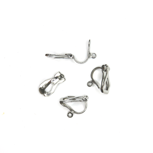2 clips boucles d'oreilles acier inoxydable argenté