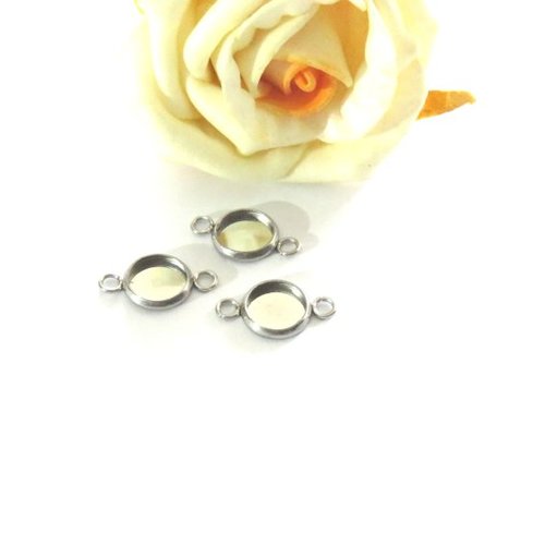 2 connecteurs cabochon acier inoxydable 12 mm