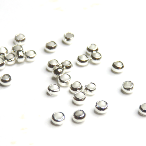 100 perles rondes intercalaire métal argenté 2 mm