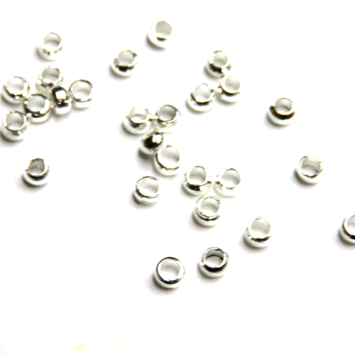 100 perles rondes intercalaire métal argenté 1 mm