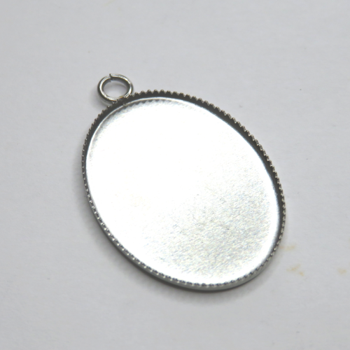 Pendentif cabochon métal argenté plateau 25 x 18 mm