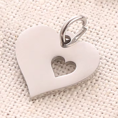 Pendentif cœur acier inoxydable 12 mm