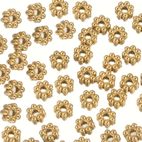 10 perles entretoises intercalaires acier inoxydable dorées 5 mm
