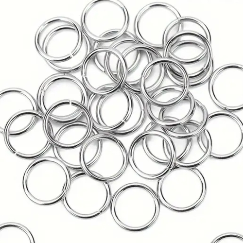 25 anneaux de jonction acier inoxydable argentés 5 mm