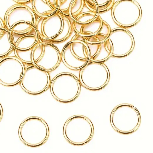 25 anneaux de jonction acier inoxydable dorés 4 mm