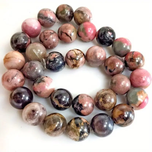 10 perles rhodonite naturelles 6 mm