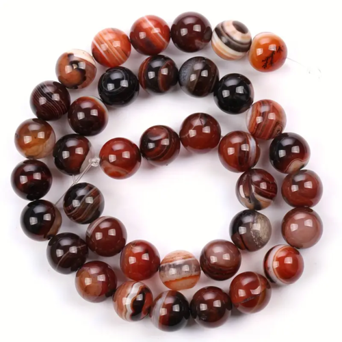 10 perles agate rondes naturelles 6 mm