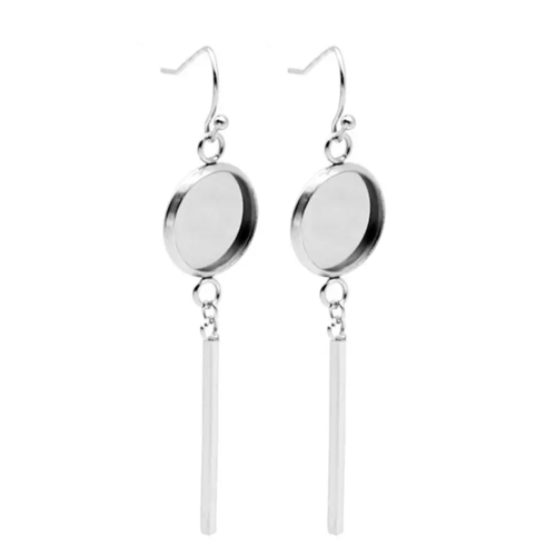 2 boucles d'oreilles support cabochon acier inoxydable 12 mm