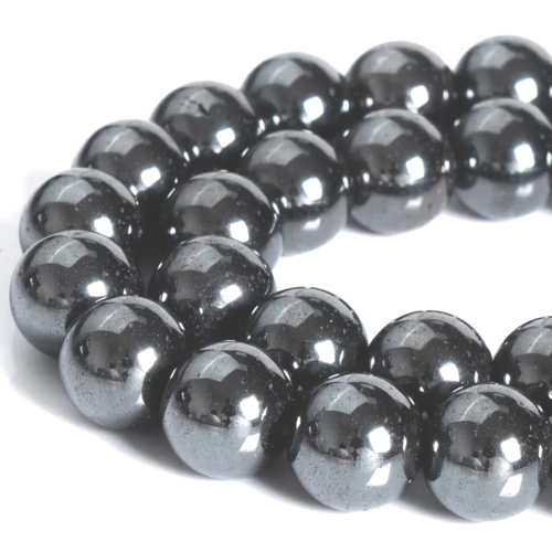 10 perles hématite rondes 8 mm