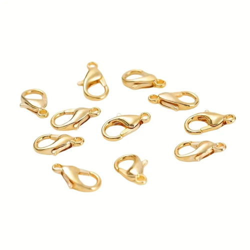 5 fermoirs mousquetons acier inoxydable dorés 12 mm