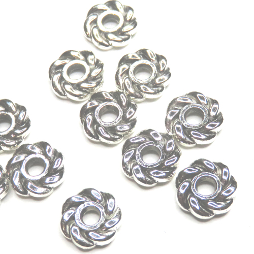 10 perles entretoises intercalaires argentées 8 mm