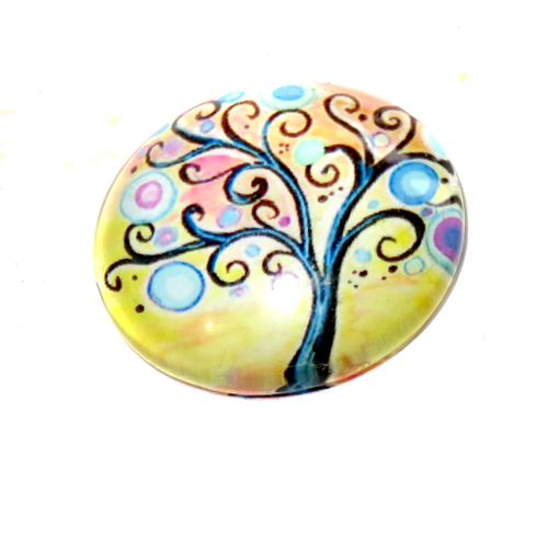 Cabochon verre arbre de vie fond plat 20 mm