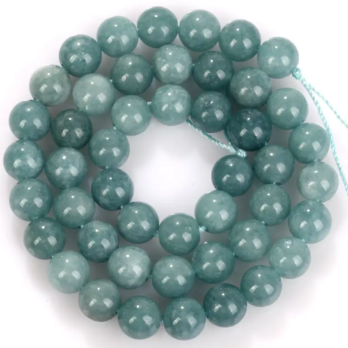 10 perles pierre calcédoine verte 6 mm
