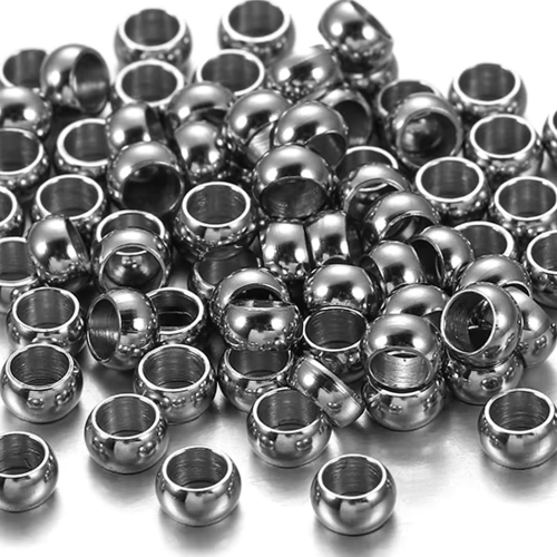 10 perles rondes acier inoxydable 6 mm