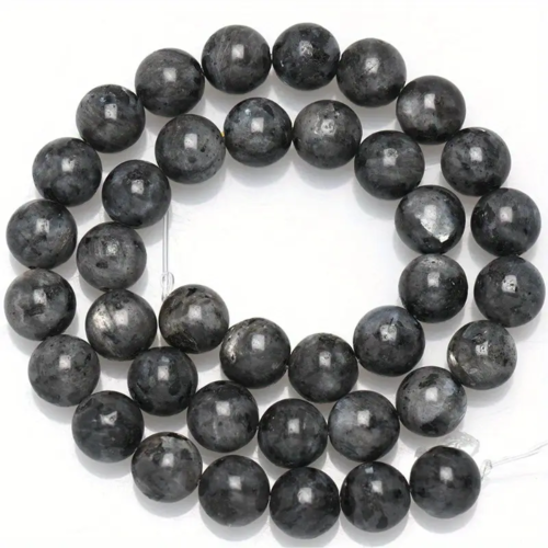 10 perles pierre labradorite grise/noire 6 mm