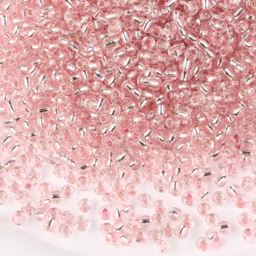 500 perles de rocaille rose 3 mm