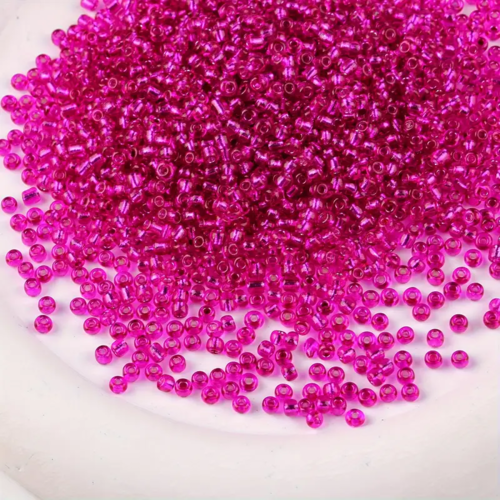 500 perles de rocaille rose fuchsia 3 mm