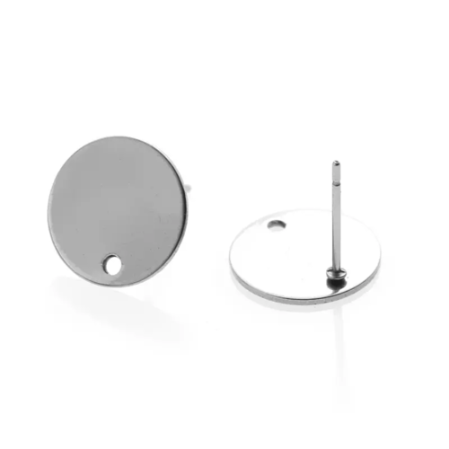2 boucles d'oreilles puce acier inoxydable 8 mm
