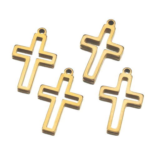 2 breloques/pendentifs croix acier inoxydable