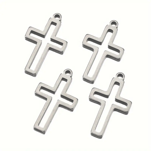 2 breloques/pendentifs croix acier inoxydable