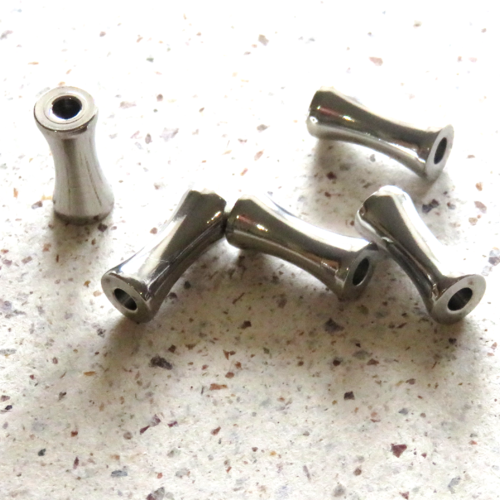 5 perles passant tube acier inoxydable 12 x 5 mm