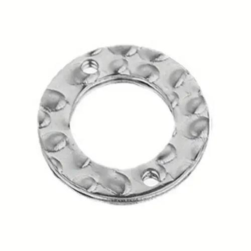 Connecteur acier inoxydable argenté rond martelé 15 mm