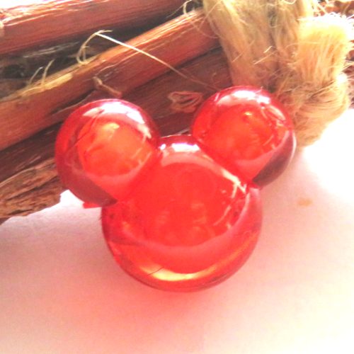Perle acrylique tête de souris mickey rouge