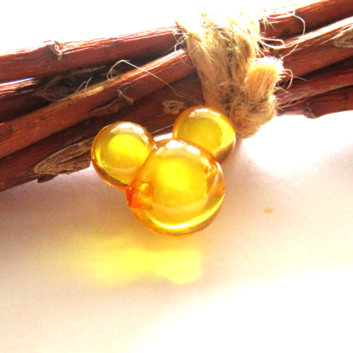 Perle acrylique tête de souris mickey jaune