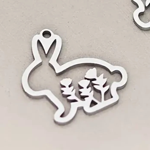 2 pendentifs / breloques lapinst acier inoxydable