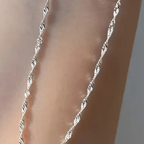 Collier chaîne minimaliste acier inoxydable torsadé 45 cm