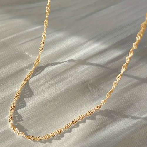 Collier chaîne minimaliste acier inoxydable torsadé 45 cm