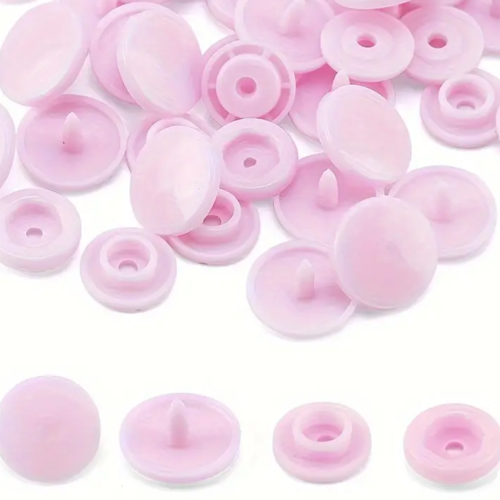 Lot 10 boutons pressions en plastique kam rose t5