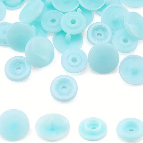 Lot 10 boutons pressions en plastique kam bleu clair t5