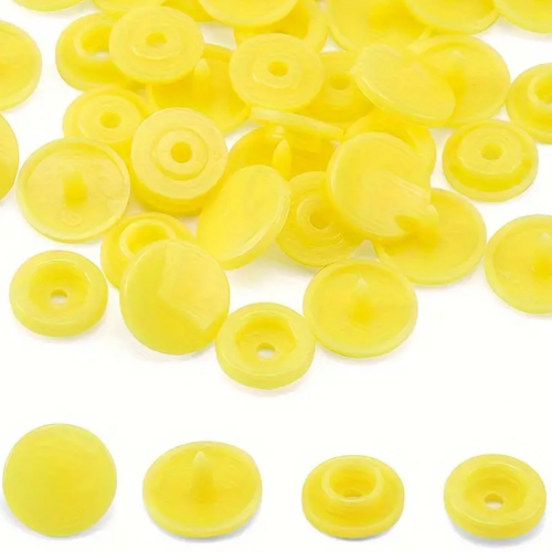 Lot 10 boutons pressions en plastique kam jaune t5