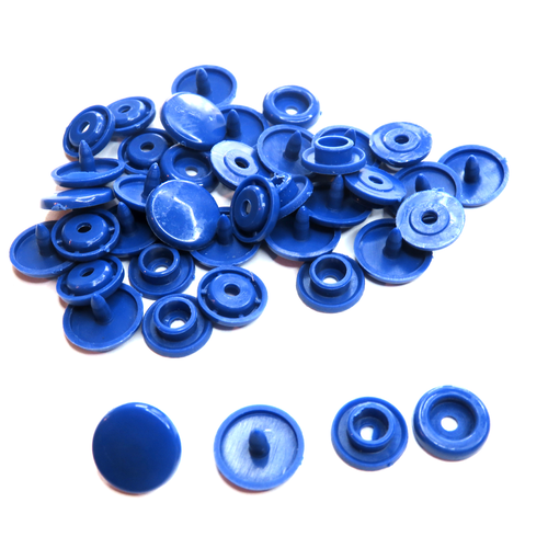Lot 10 boutons pressions en plastique kam bleu t5