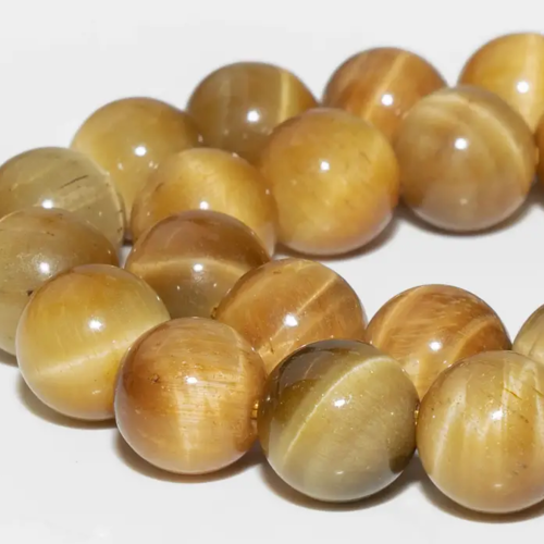 10 perles pierre œil de tigre doré 6 mm