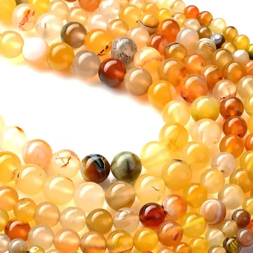 10 perles pierre agate ambre 6 mm