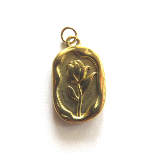 Pendentif acier inoxydable doré tulipe