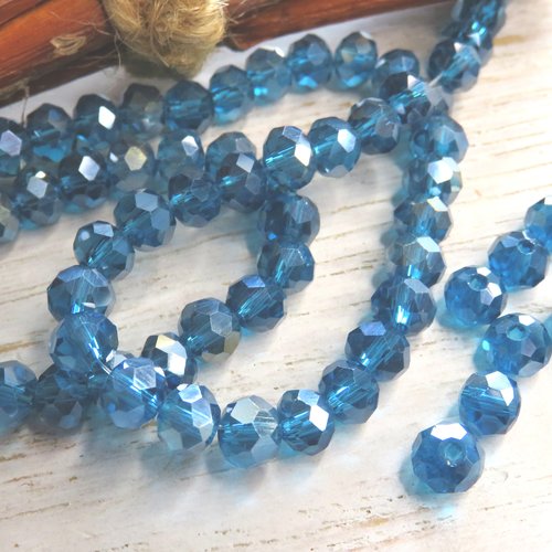 10 perles cristal à facettes bleues 6 mm