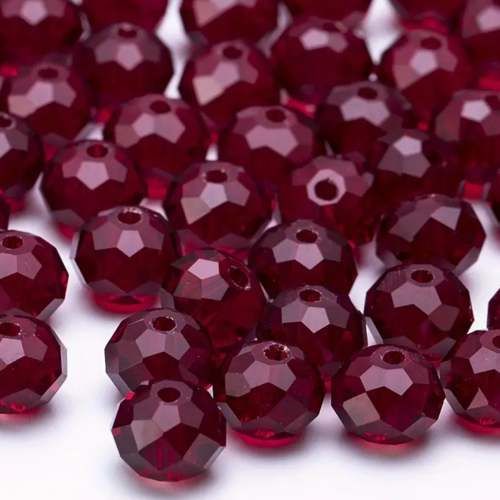 10 perles cristal à facettes rouge bordeaux 6 mm