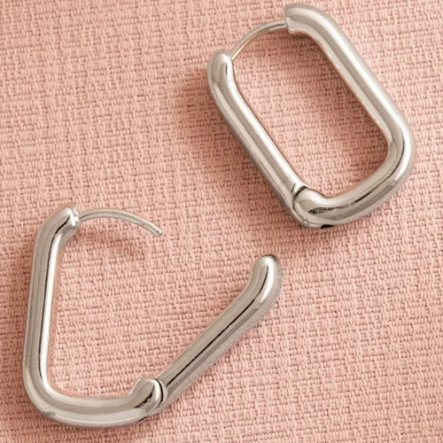 Boucles d'oreilles créoles ovales acier inoxydable anneaux 22 mm
