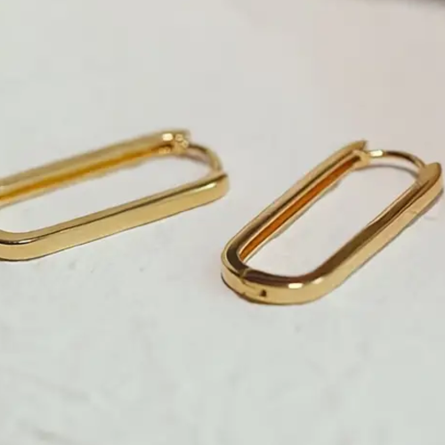 Boucles d'oreilles créoles ovales acier inoxydable anneaux 25 mm dorées