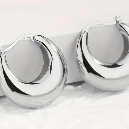 Boucles d'oreilles créoles acier inoxydable anneaux 22 mm