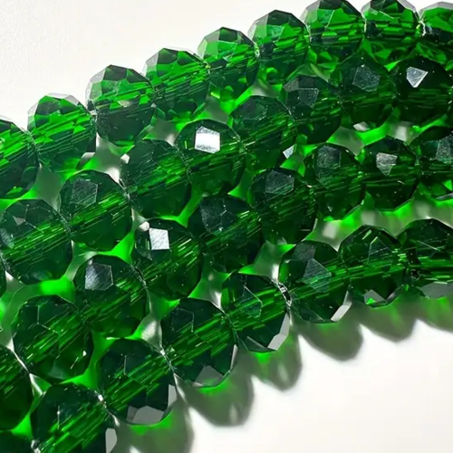 10 perles cristal à facettes verte 6 mm