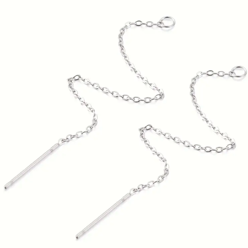 2 boucles d'oreilles chaînette acier inoxydable