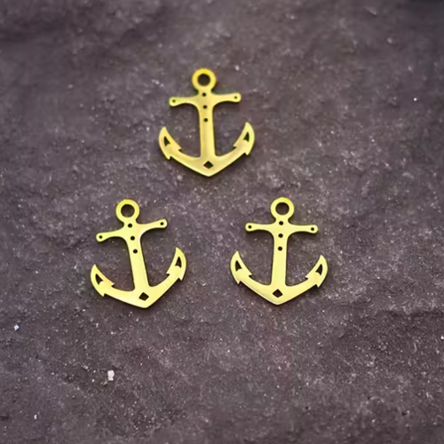Pendentif breloque ancre marine acier inoxydable doré